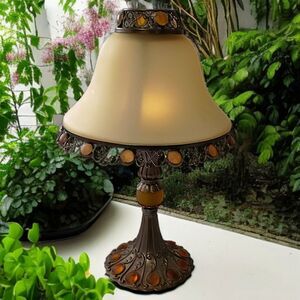 PartyLite Paris Retro Candle Holder Lamp Tealight Votive Vintage Amber Glass